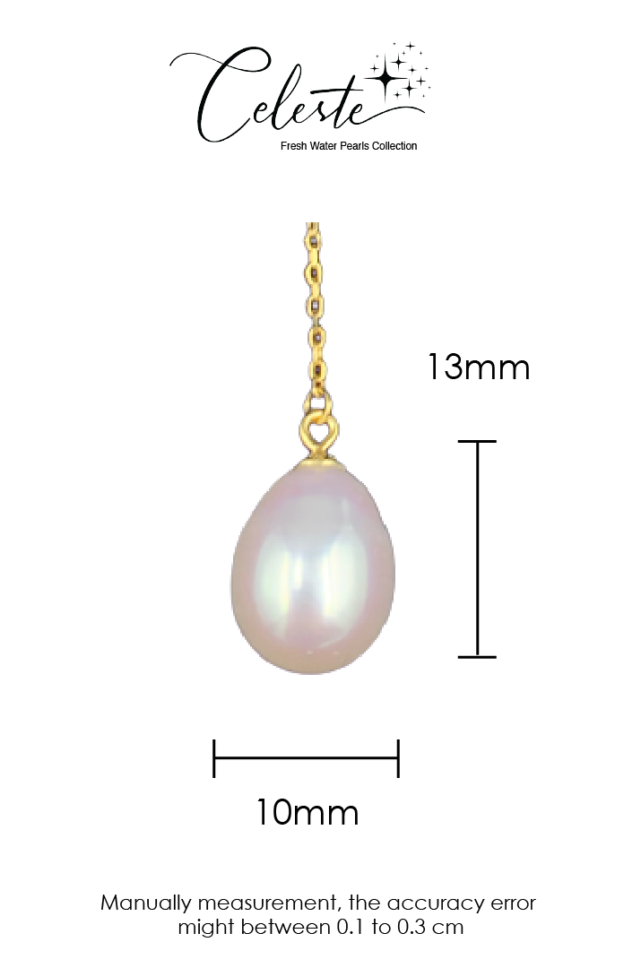 PA - Real Drop Pearl Pendant With 925 Sterling Silver White Gold, Yellow Gold, or Rose Gold Colour Chain Necklace With Celeste 925 Fresh Water Pearls Collection Sterling Silver gift box