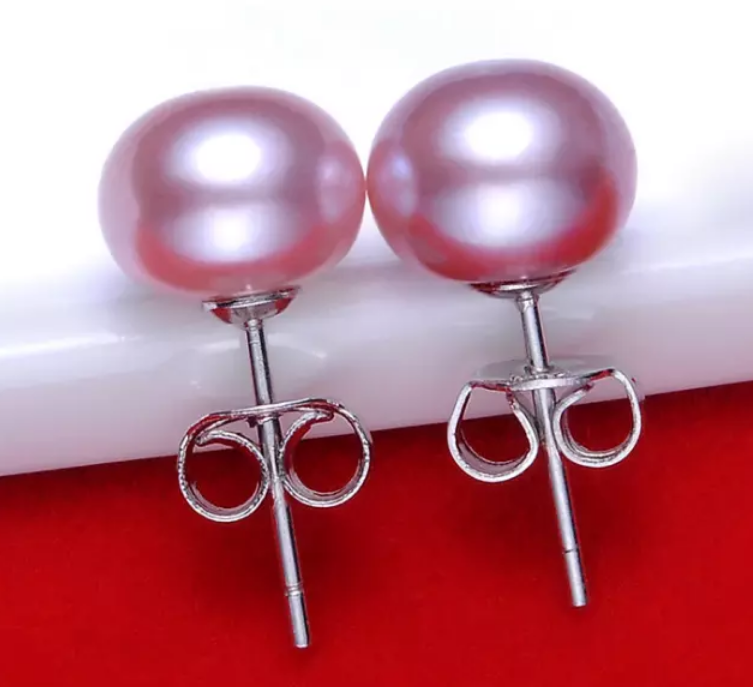 PD - Real Pearl Earrings Celeste Collections Purple Pink Pearls Earring 925 Sterling Silver gift box