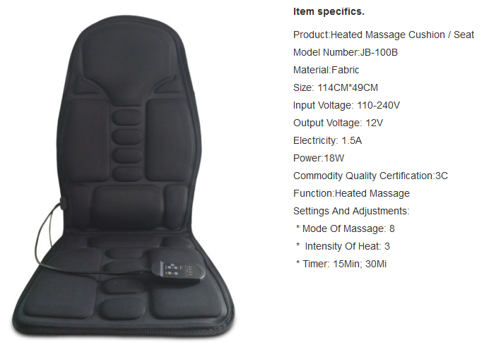 Full body Heated Massage Seat cover Car Home Office