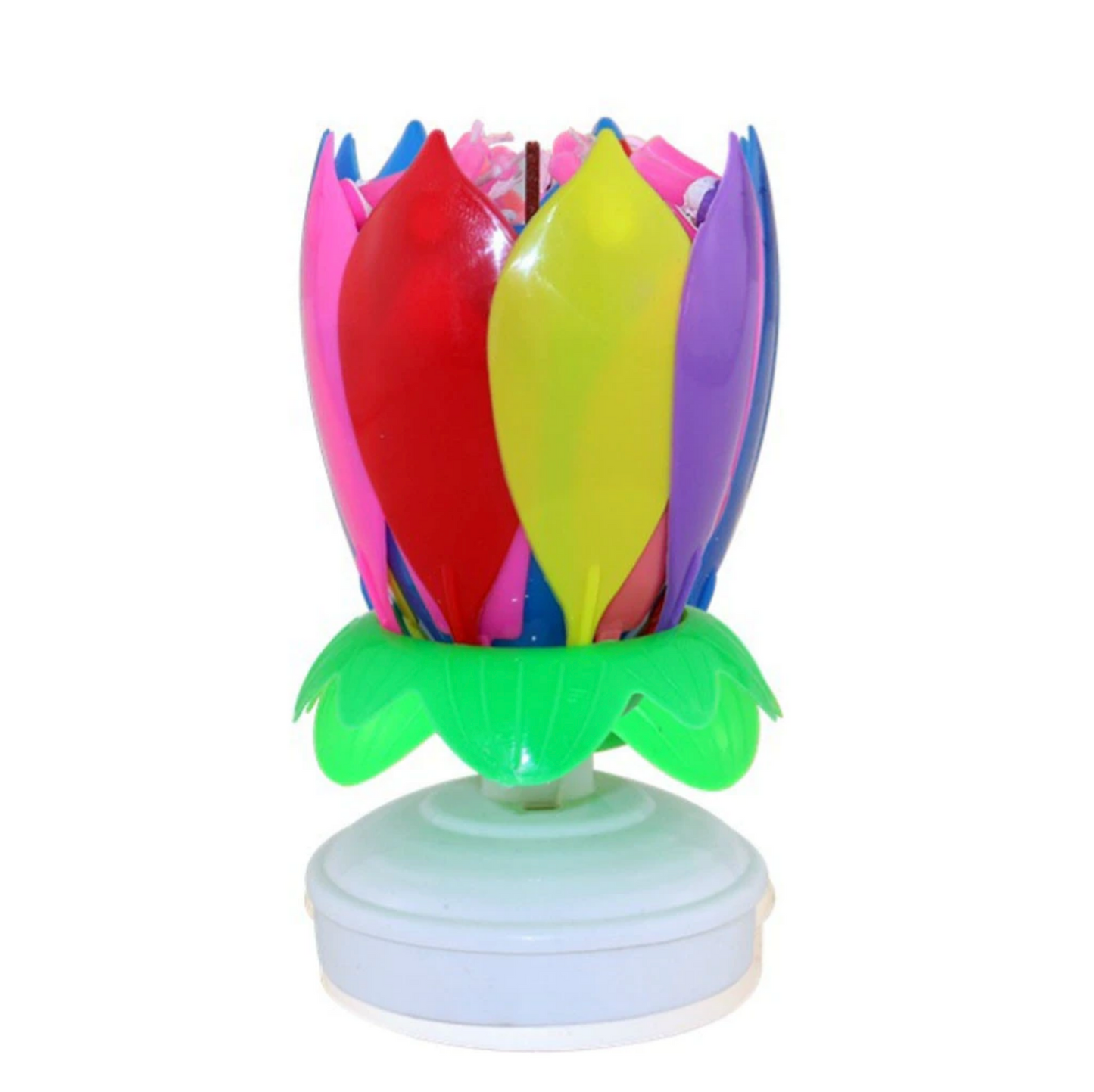 Pink Lotus Birthday Candle Musical Rotating Singing Music Happy BDay Flower Light Candles