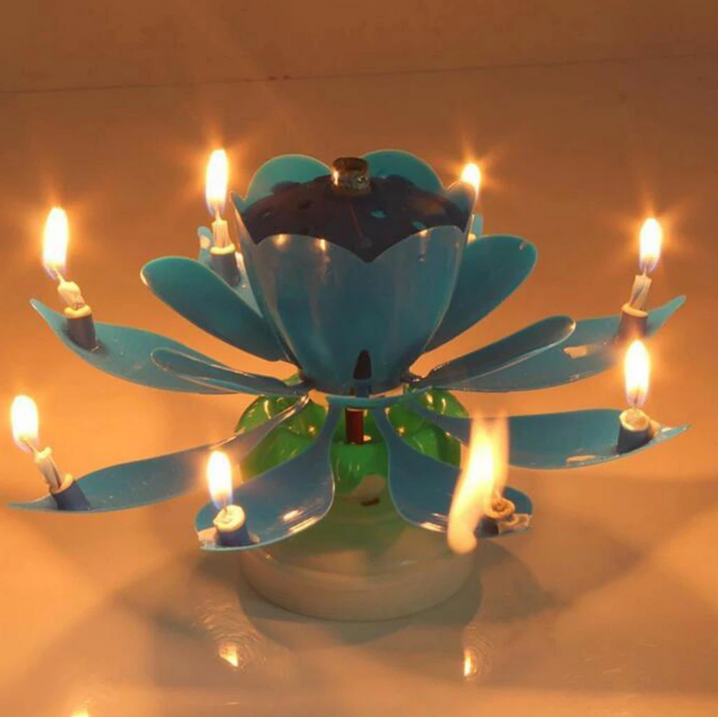 Pink Lotus Birthday Candle Musical Rotating Singing Music Happy BDay Flower Light Candles
