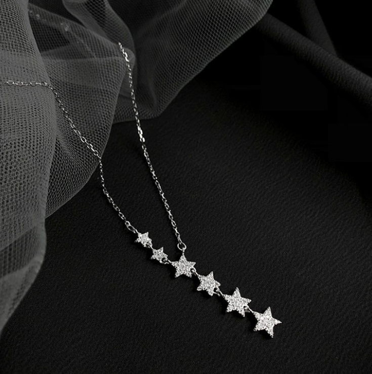 O - Starry Night 925 Sterling Silver Chocker jewelry Constellation Stars pendant necklace Gift