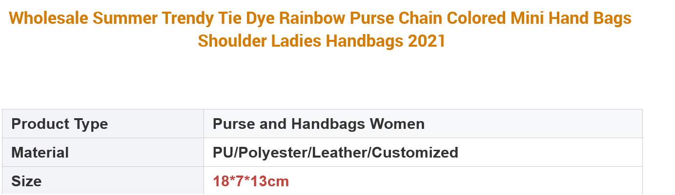 Tie Dye Rainbow Purse Chain Colored Mini Hand Bags Shoulder Ladies Handbags 2021