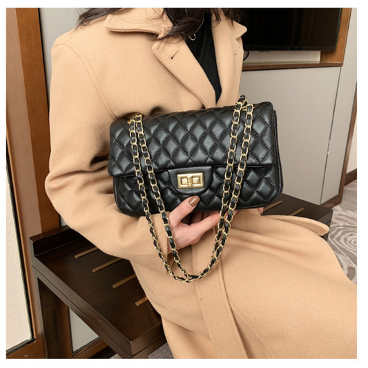 Pure Color Handbags Big Capacity Diamond Lattice Elegant Shoulder Bolsa Female Chain Leisure Crossbody Purses