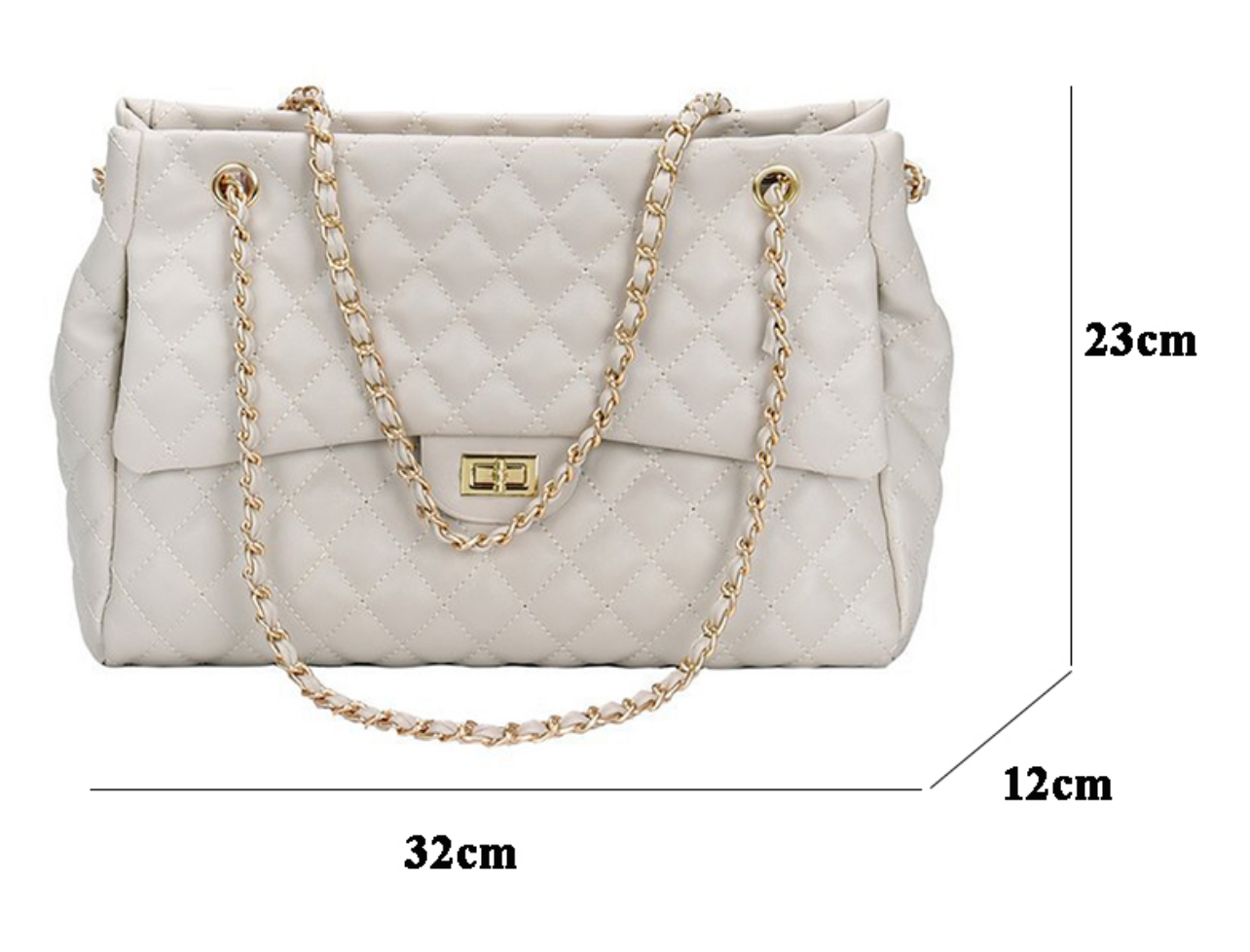 Big Size Diamond Lattice Underarm Bags Stylish Plaid Shoulder Bags Female Twist-lock Chain Tote Ladies Travel Shopping Package