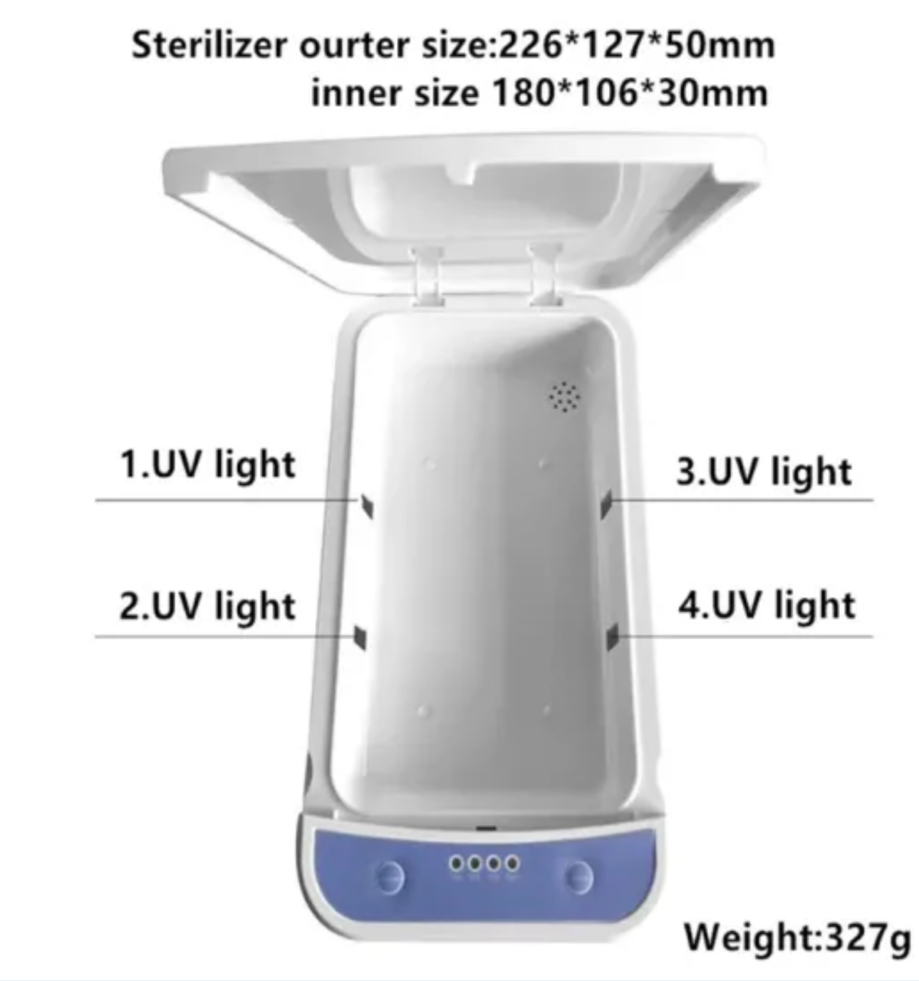 K - UVC Sanitizer Box UV Sterilizer 99% Cell phone charging case Aromatherapy USB Charging White