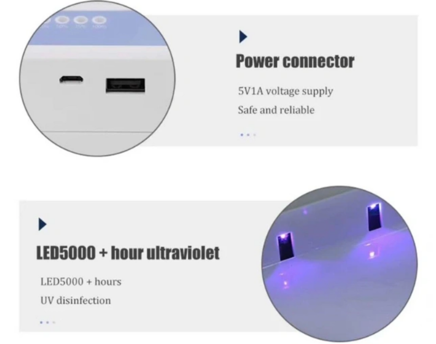 K - UVC Sanitizer Box UV Sterilizer 99% Cell phone charging case Aromatherapy USB Charging White