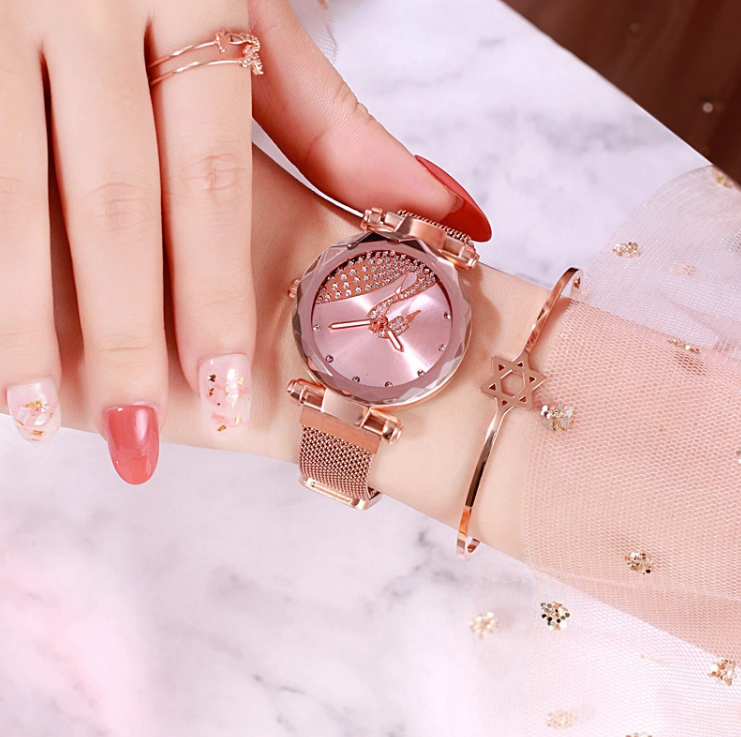Pink 2025 crystal watch