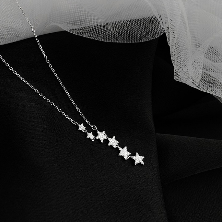 O - Starry Night 925 Sterling Silver Chocker jewelry Constellation Stars pendant necklace Gift