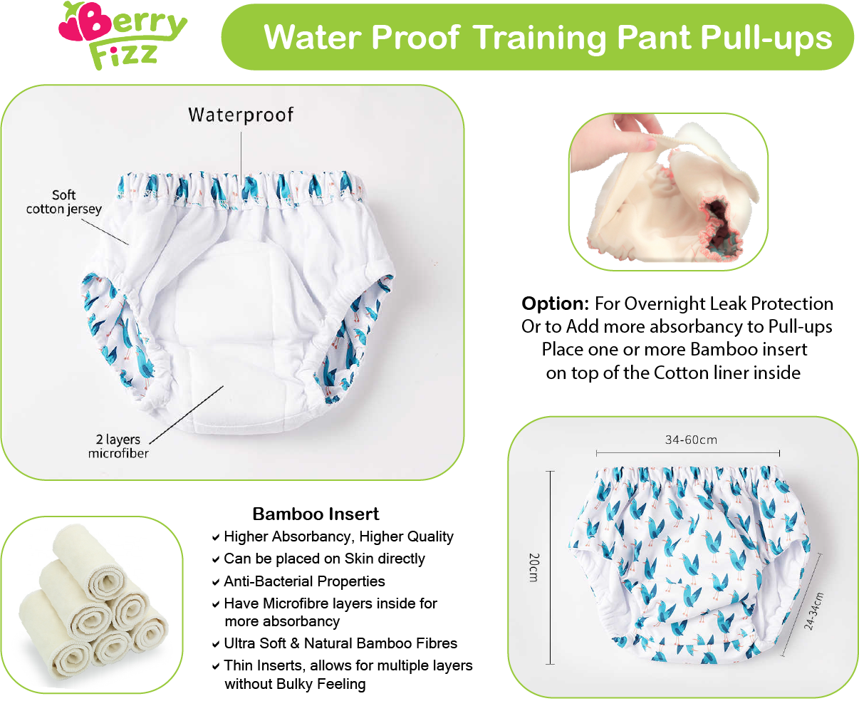 Waterproof Reusable Training Pant Built-in Insert Overnight Cloth Underwear Gift