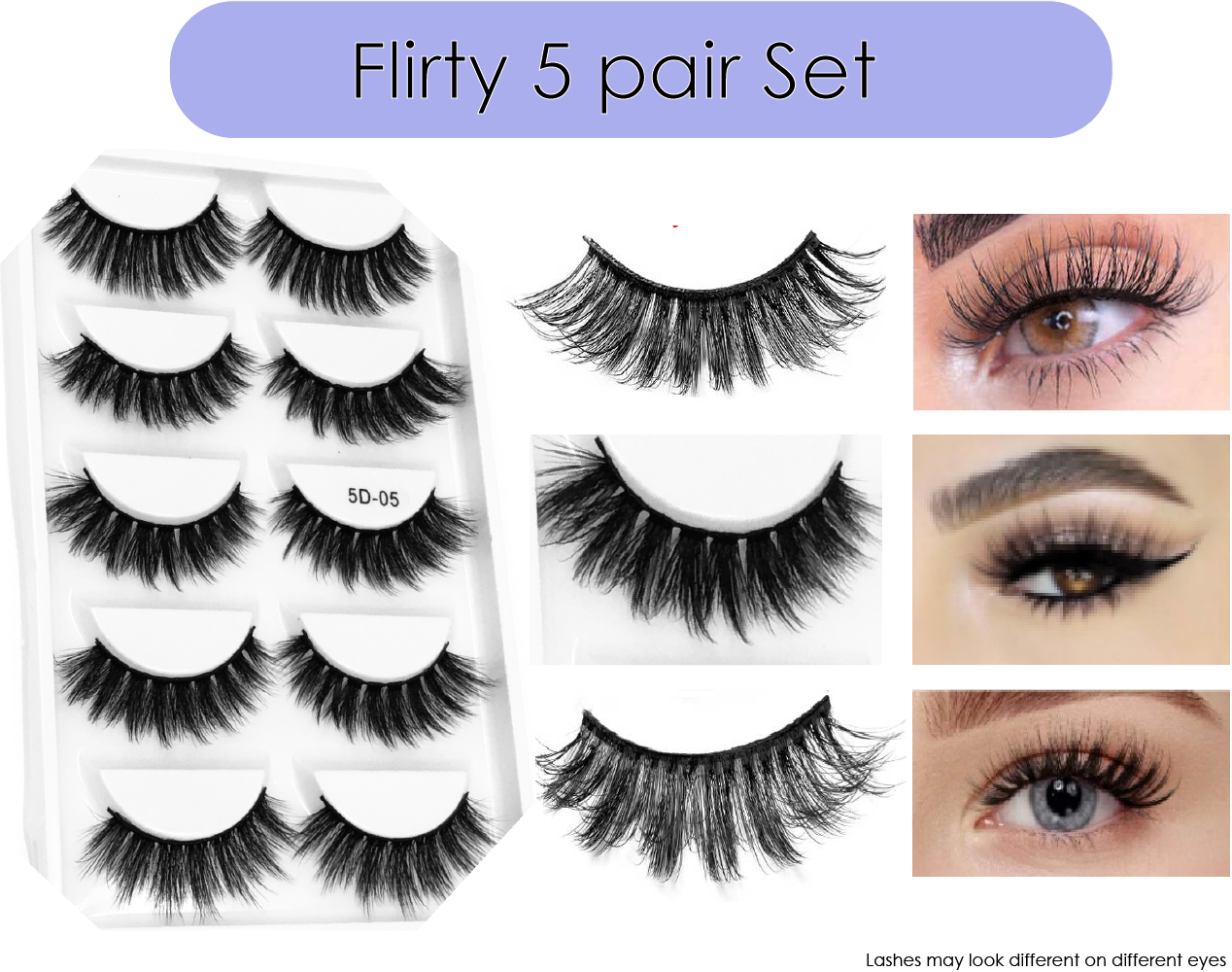 A - 5 Pairs 3D Laser Mink Synethic 25mm Natural Look Faux Eyelashes high quality