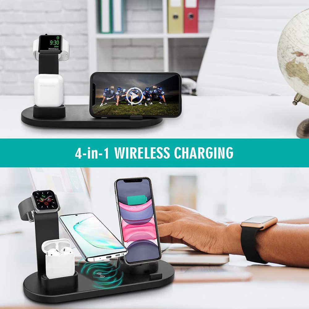K - 4 in 1 Wireless Charger 15W Fast Charging Station for phones Android AirPods Apple Watch