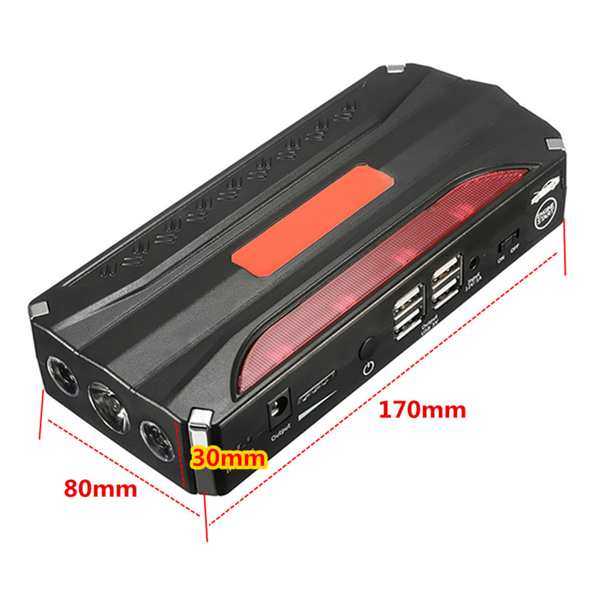 L - Car Jump Starter 68800mAh 4USB Set With Air Compressor Rechargeable Portable Multifunction LED Emergency Battery