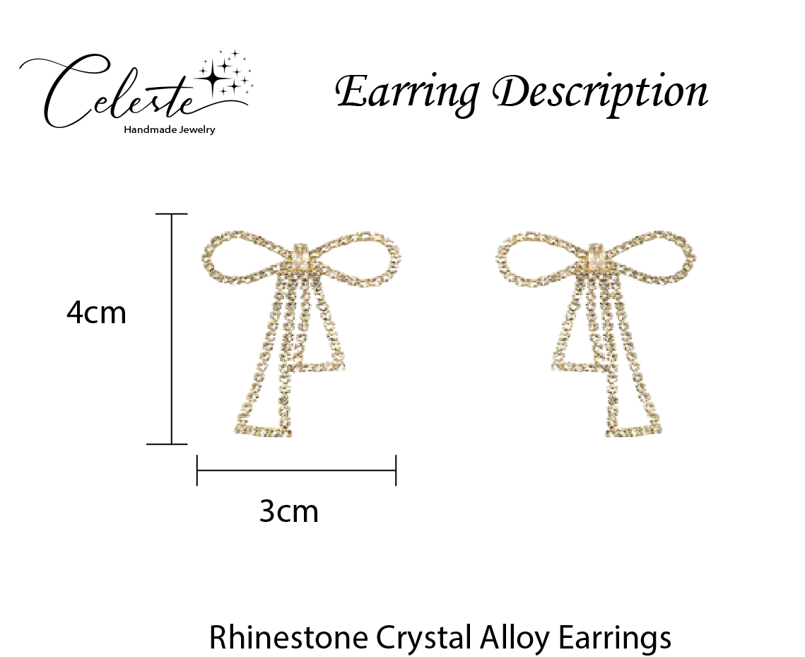 Butterfly Crystal Bow Knot Rhinstone Earrings 925 Sterling Silver Post Gold Dainty Earring Jewellery Gift
