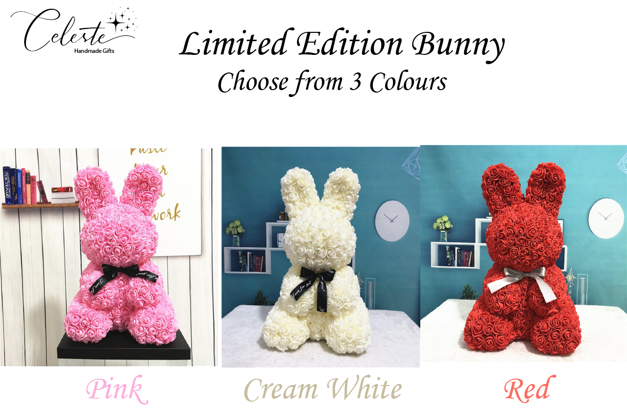 Bunny Eternal Rose Bear LIMITED EDITION Rabbit Handmade Foam Teddy Gift Graduation Wedding Birthday