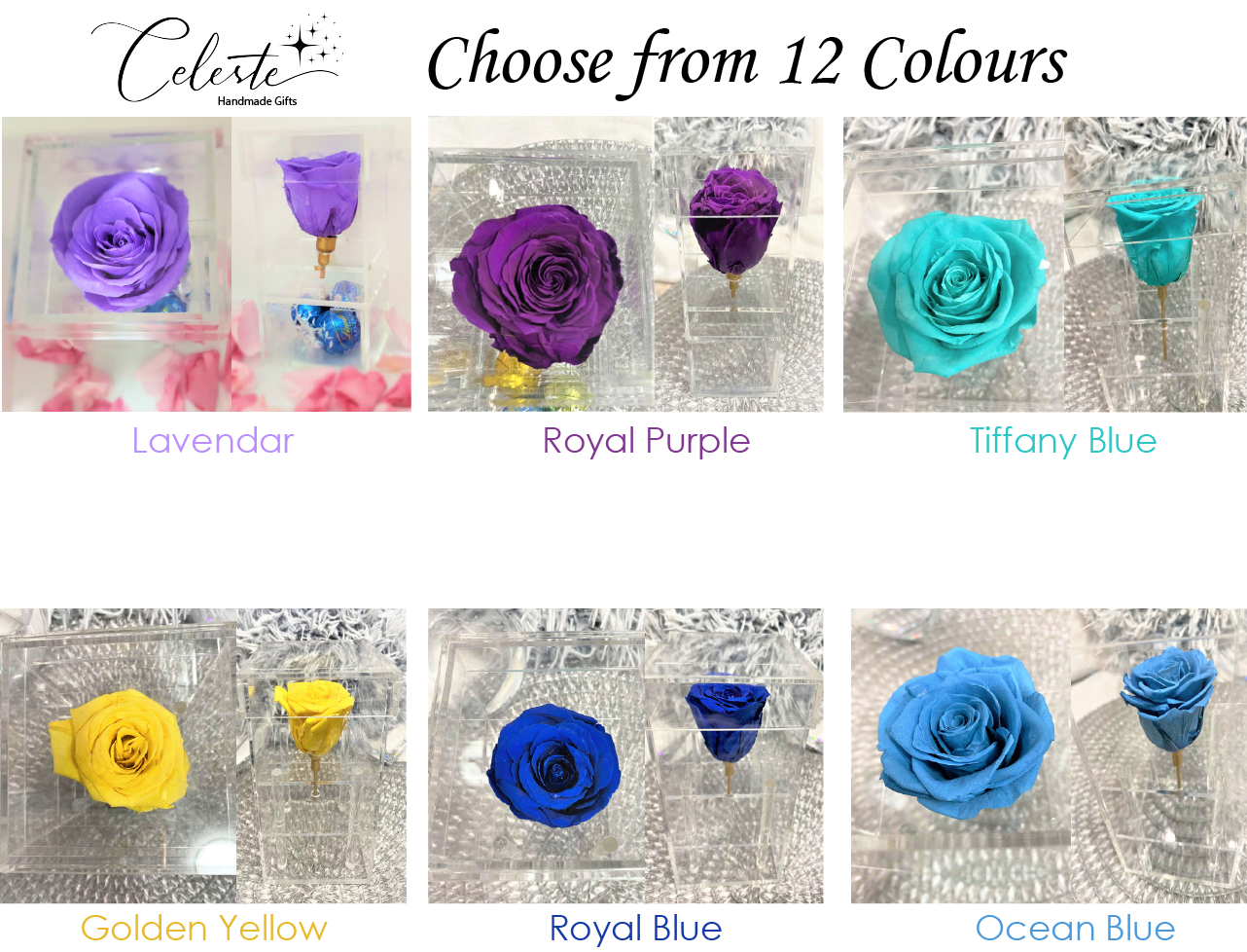 Crystal Real Rose Handmade Preserved Flower Acrylic Jewellery Chocolate Box Gift