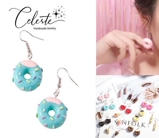 SS - Mini Donuts Charm Earrings Sprinkles Glazed Doughnut Dangle