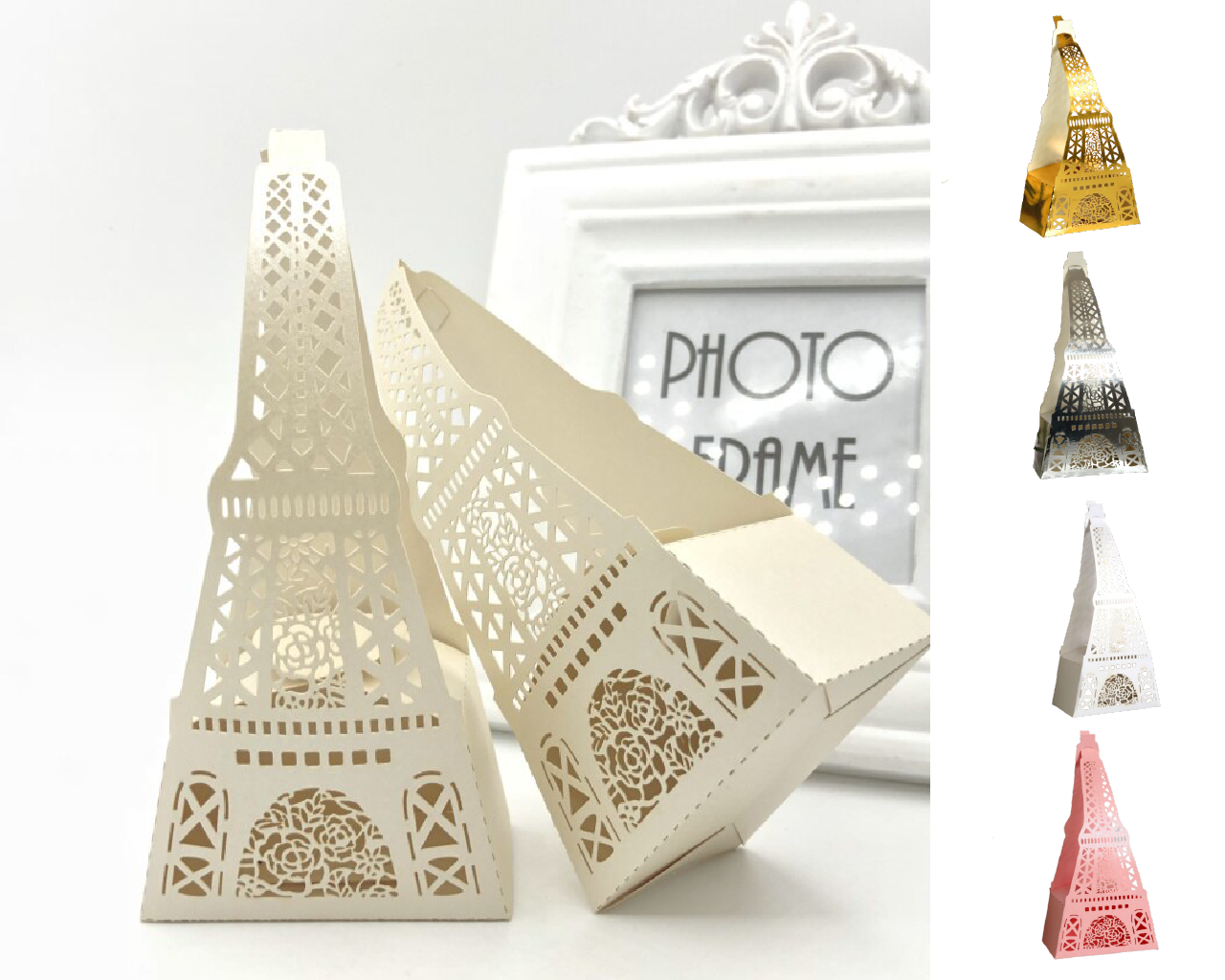 M - 20pc Eiffle Tower Party Favor Boxes Laser Cut Box Graduation Birthday Wedding Bridal Gift Favour