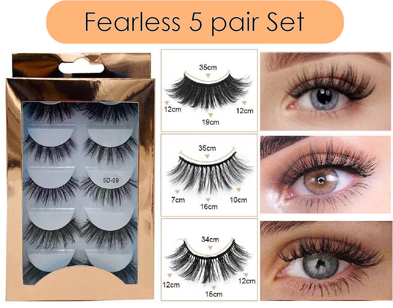 A - 5 Pairs 3D Mink Natural Look Eyelashes 25mm Faux Eyelashes high quality