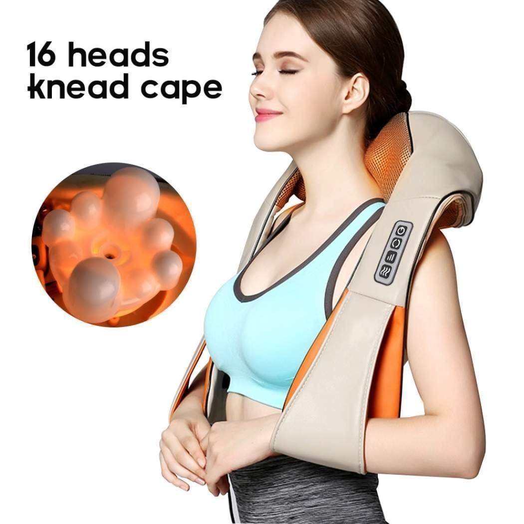 Massager of Neck kneading With 16 Carbon Fibre Massage Head Massager for Neck, Shoulders and Back IR-Warming