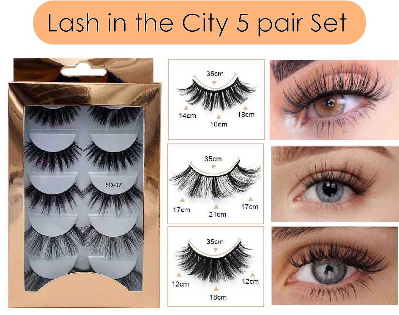 A - 5 Pairs 3D Mink Natural Look Eyelashes 25mm Faux Eyelashes high quality