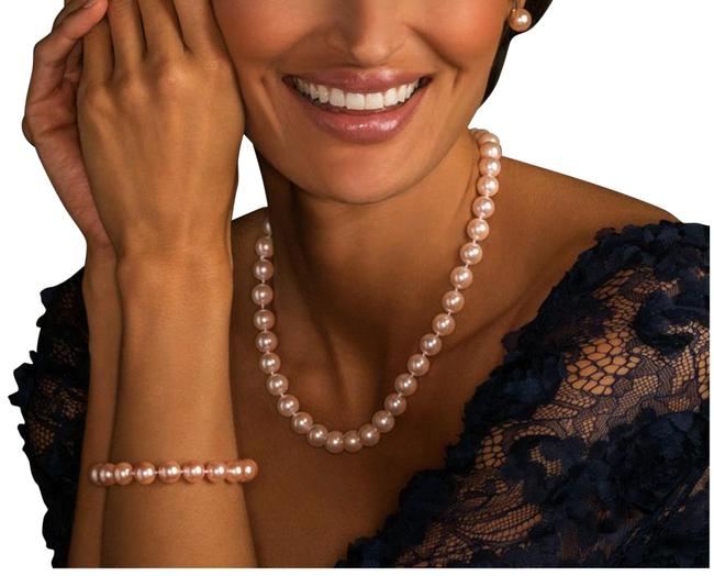 PA - Real Pearl Full Set Pink Necklace Bracelet Earring Celeste 925 Sterling Silver Pearls gift box