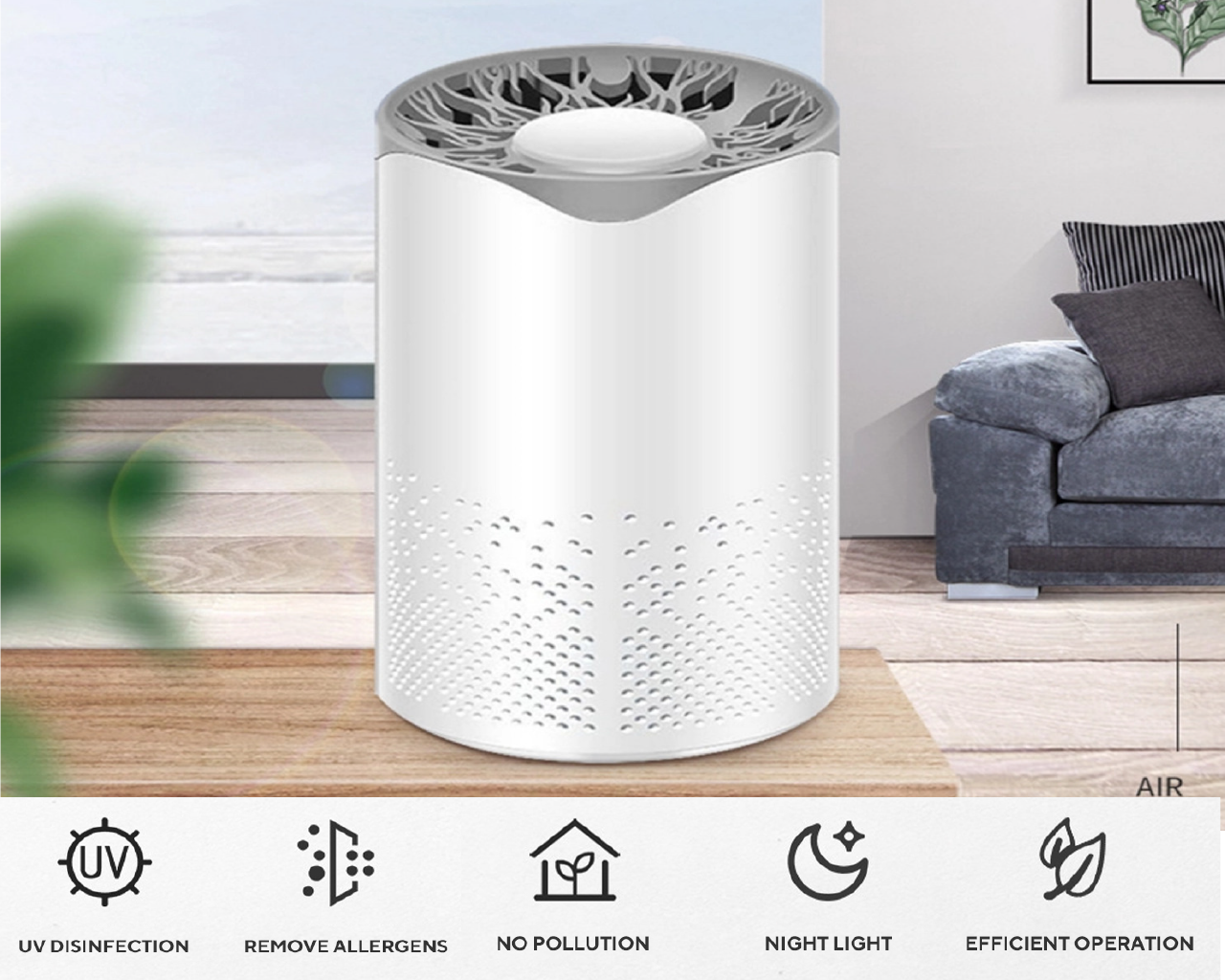 P - UV Air Purifier 4 Layer HEPA Filter ultraviolet light air cleaner portable room size