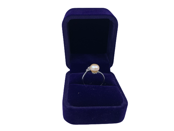 PL - Real Pearl Rings Button Open White, Pink, or Purple Celeste 925 Fresh Water Pearls Collection Sterling Silver gift box