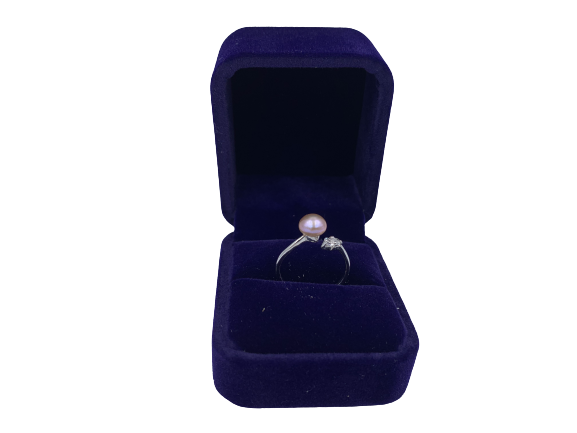 PL - Real Pearl Rings Button Open White, Pink, or Purple Celeste 925 Fresh Water Pearls Collection Sterling Silver gift box