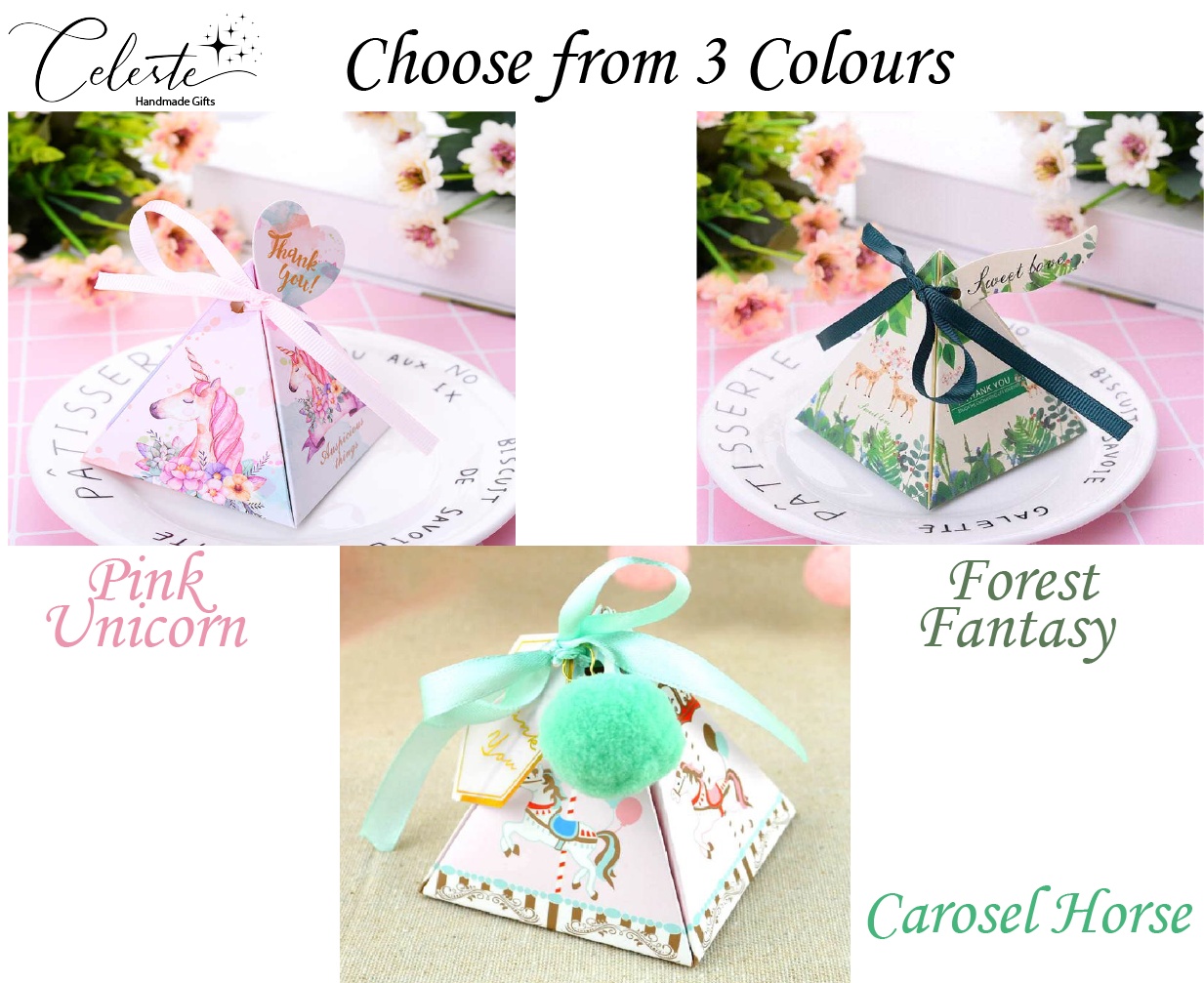 M - 20pc Pyramid Party Favor Boxes Laser Cut Box Ribbon Graduation Birthday Wedding Baby Shower Gift favour