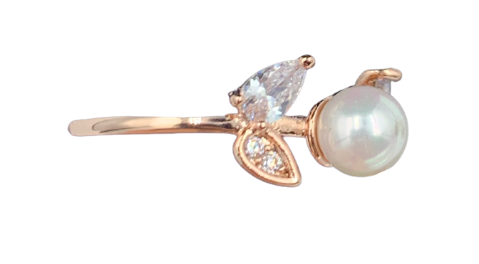 PL - Real Pearl Butterfly Rings Silver or Gold Ring with White Celeste 925 Fresh Water Pearls Collection gift box